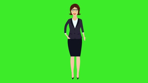 Office Kvinnor Presentera Något Med Sin Vänstra Hand Tecknad Animation — Stockvideo