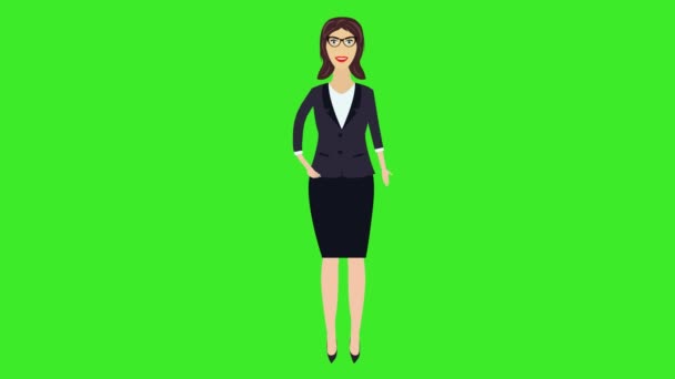Office Kvinnor Presentera Något Med Sin Vänstra Hand Tecknad Animation — Stockvideo