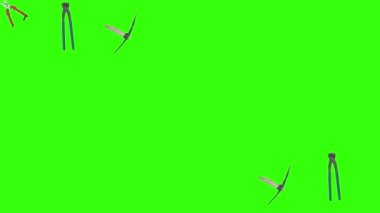 Eski tip bahçe aletleri animasyonu, yeşil ekran krom anahtarı üzerinde