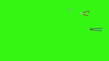 Eski tip bahçe aletleri animasyonu, yeşil ekran krom anahtarı üzerinde