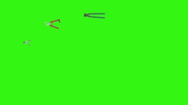 Eski tip bahçe aletleri animasyonu, yeşil ekran krom anahtarı üzerinde