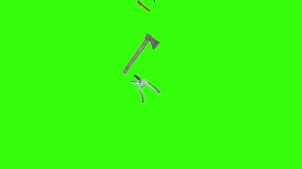 老式园艺工具动画 绿色屏幕彩色键 — 图库视频影像