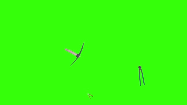 Stare Narzędzia Ogrodnicze Animacja Zielonym Ekranie Chroma Klucz — Wideo stockowe