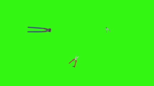 Animation Alter Gartengeräte Auf Grünem Bildschirm Chroma Taste — Stockvideo