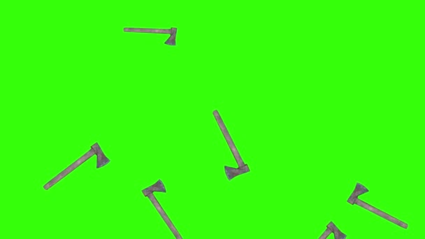 Hatchet Tools Animation Green Screen Graphic Source Chroma Key — Stock Video