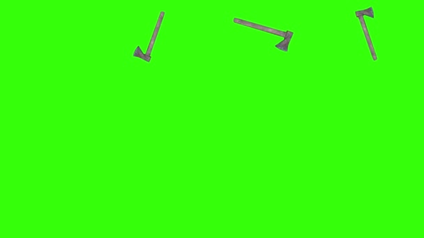 Hatchet Ferramentas Animação Tela Verde Fonte Gráfica Chave Chroma — Vídeo de Stock