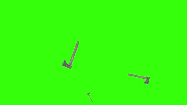 Hatchet Tools Animation Green Screen Graphic Source Chroma Key — Stock Video