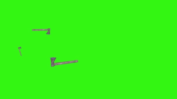 Τσεκούρι Hatchet Εργαλεία Animation Πράσινη Οθόνη Γραφική Πηγή Chroma Κλειδί — Αρχείο Βίντεο