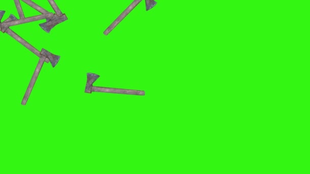 Hatchet Ferramentas Animação Tela Verde Fonte Gráfica Chave Chroma — Vídeo de Stock