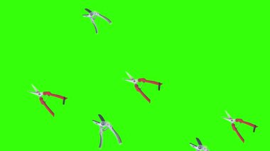 Makas animasyonu, bahçe aletleri, kroma anahtarı, grafik kaynak elementleri