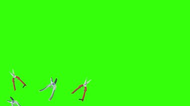 Makas animasyonu, bahçe aletleri, kroma anahtarı, grafik kaynak elementleri