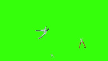 Makas animasyonu, bahçe aletleri, kroma anahtarı, grafik kaynak elementleri