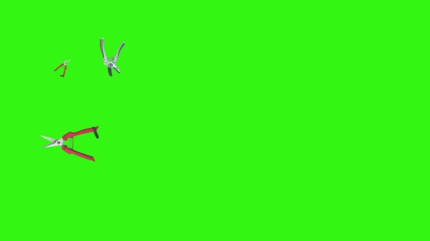 Animacja Nożyczek Narzędzi Ogrodniczych Klucza Chromatycznego Elementów Graficznych — Wideo stockowe