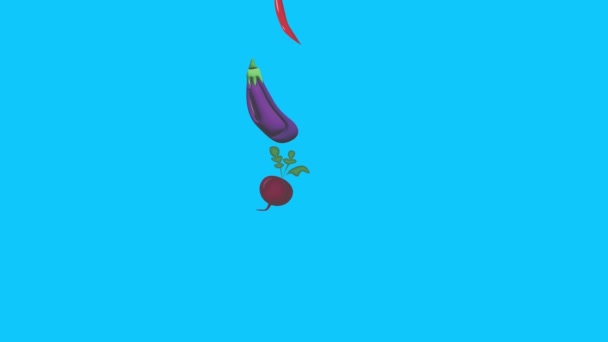Vegetables Animation Blue Screen Chroma Key Graphics Source Elements — Stock Video