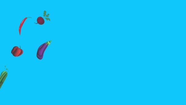 ブルースクリーンクロマキーの野菜アニメーション グラフィックソース要素 — ストック動画