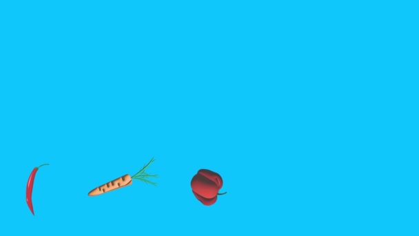ブルースクリーンクロマキーの野菜アニメーション グラフィックソース要素 — ストック動画