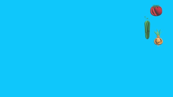 Groenten Animatie Blauw Scherm Chroma Toets Grafische Bron Elementen — Stockvideo
