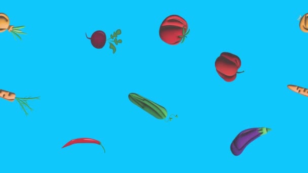 蓝色屏幕色键上的蔬菜动画 图形源元素 — 图库视频影像