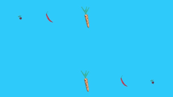 Animasi Sayuran Pada Kunci Kroma Layar Biru Elemen Sumber Grafis — Stok Video