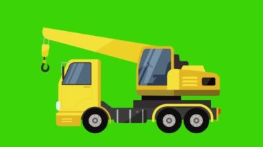 Mobil Crane bina makineleri, yeşil ekran animasyonunda çalışıyor