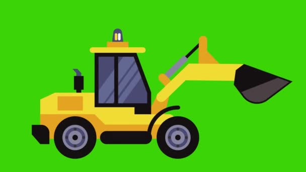 Bagrovací Stroj Běžící Zelené Obrazovce Animace Grafický Zdroj — Stock video
