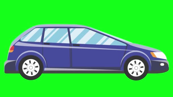 Bieganie Animacja Samochód Kreskówka Zielonym Tle Bezszwowe Pętli — Wideo stockowe