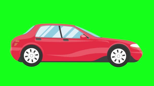 Bieganie Animacja Samochód Kreskówka Zielonym Tle Bezszwowe Pętli — Wideo stockowe