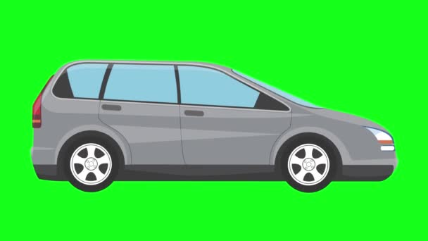 Executando Animação Carro Desenhos Animados Fundo Verde Loop Sem Costura — Vídeo de Stock