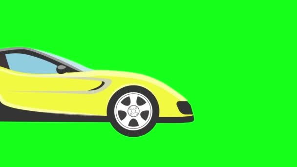 绿色背景跑车动画 平面卡通图形风格 — 图库视频影像