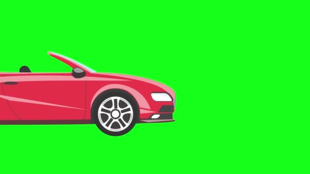 Běžící Auto Animace Zeleném Pozadí Plochý Kreslený Styl — Stock video