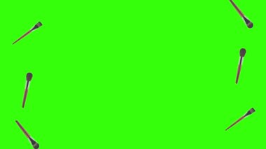 Makyaj aksesuarları animasyon yeşil ekranı fırçalar