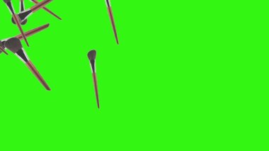 Makyaj aksesuarları animasyon yeşil ekranı fırçalar