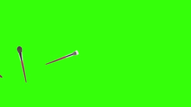 Аксесуари Макіяжу Щітки Анімація Зелений Екран — стокове відео