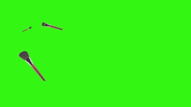 Akcesoria Makijażu Pędzle Animacja Zielony Ekran — Wideo stockowe