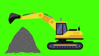 Endüstriyel makine, çakıl taşır, inşaat endüstrisinde, yeşil ekran düz animasyon