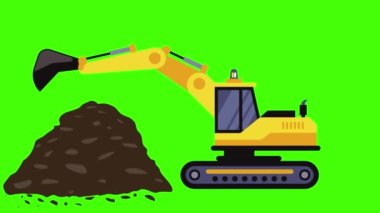Endüstriyel makine, enkazı hareket ettiriyor, inşaat endüstrisinde, yeşil ekran düz animasyon