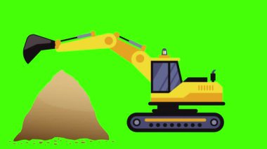 Endüstriyel makine, kum taşır, inşaat endüstrisinde, yeşil ekran düz animasyon