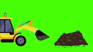 Endüstriyel makine, enkazı hareket ettiriyor, inşaat endüstrisinde, yeşil ekran düz animasyon
