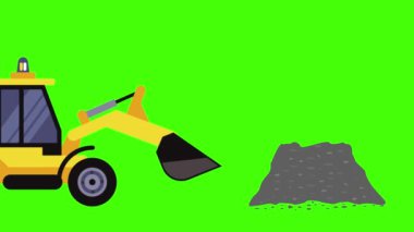 Endüstriyel makine, çakıl taşır, inşaat endüstrisinde, yeşil ekran düz animasyon