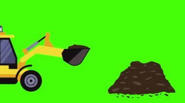 Endüstriyel makine, enkazı hareket ettiriyor, inşaat endüstrisinde, yeşil ekran düz animasyon