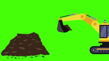 Endüstriyel makine, enkazı hareket ettiriyor, inşaat endüstrisinde, yeşil ekran düz animasyon
