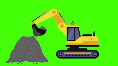 Endüstriyel makine, çakıl taşır, inşaat endüstrisinde, yeşil ekran düz animasyon