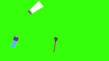 Kadın aygıtlarıyla canlandırma tasarımı ögeleri ve uyandırma yeşil ekran arka planı