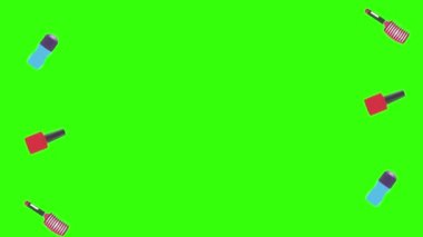 Kadın aygıtlarıyla canlandırma tasarımı ögeleri ve uyandırma yeşil ekran arka planı