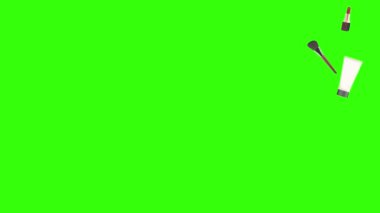 Kadın aygıtlarıyla canlandırma tasarımı ögeleri ve uyandırma yeşil ekran arka planı