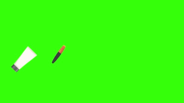 女性ガジェットと目覚め緑色の背景を持つアニメーションデザイン要素 — ストック動画