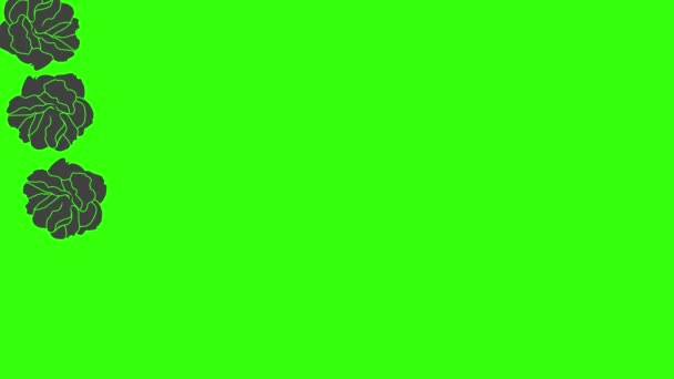 绿色屏幕视频元素中的黑色玫瑰图形动画 — 图库视频影像