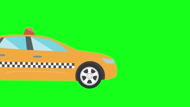 Taxi Coche Corriendo Sobre Fondo Pantalla Verde Animación Gráfica Plana — Vídeos de Stock