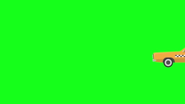 Taxi Car Running Green Screen Background Flat Graphic Animation — Stock Video