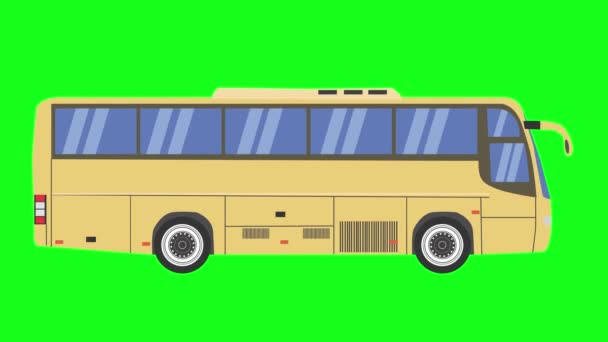 Bieżąca Animacja Autobusowa Płaska Kreskówka Zielonym Ekranie Płynna Pętla — Wideo stockowe